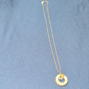 Elegant Gold and Light Blue Pearl Necklace